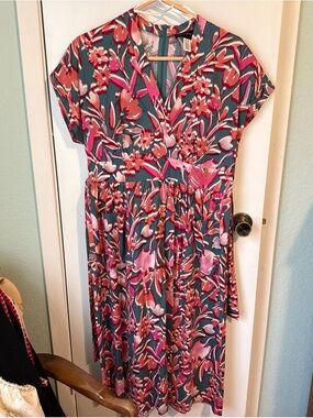 Donna Morgan Pink & Teal Floral Dress
